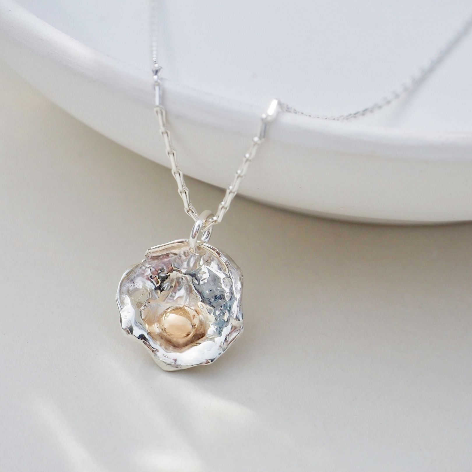 Mixed Metal Watercast Oyster Necklace One