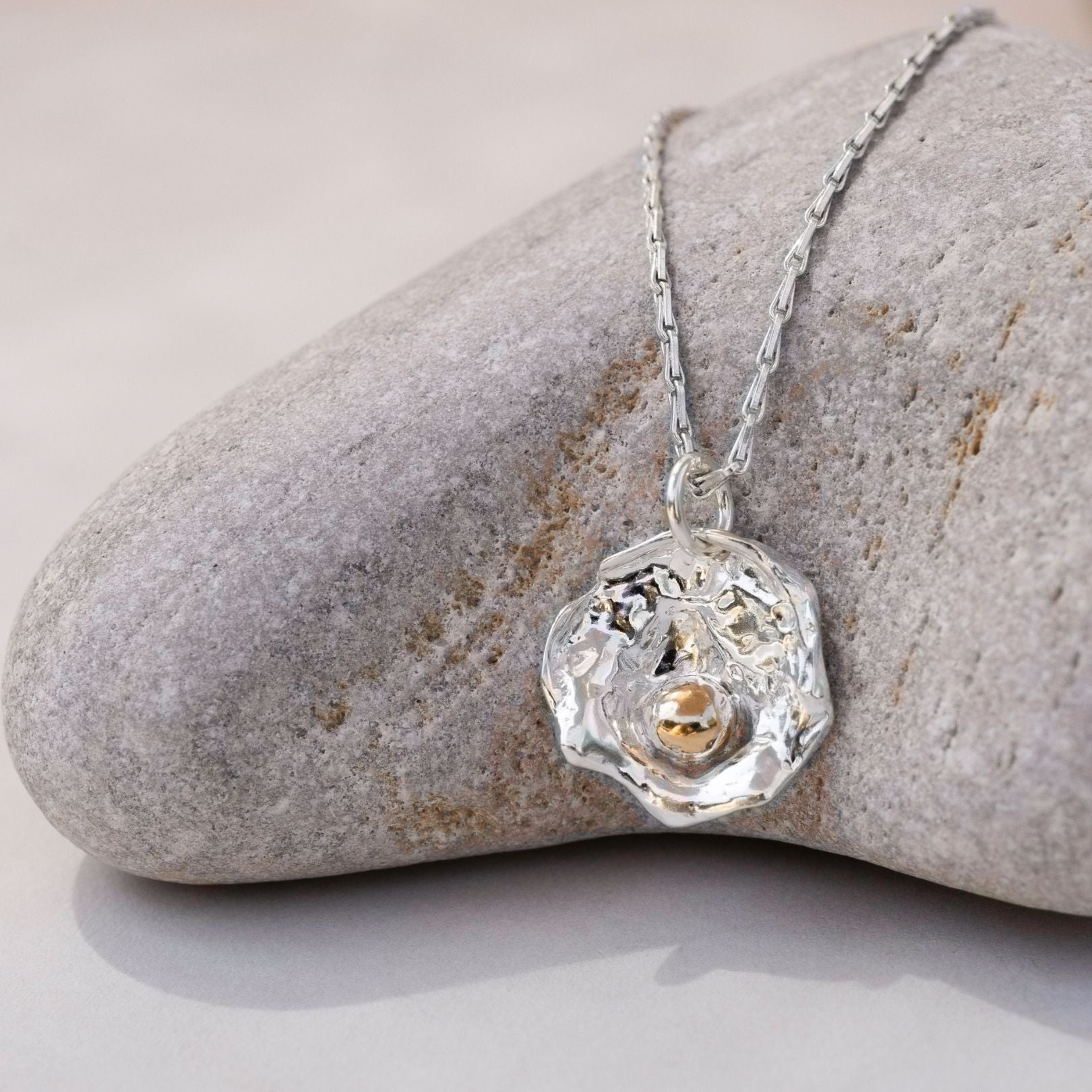 Mixed Metal Watercast Oyster Necklace One