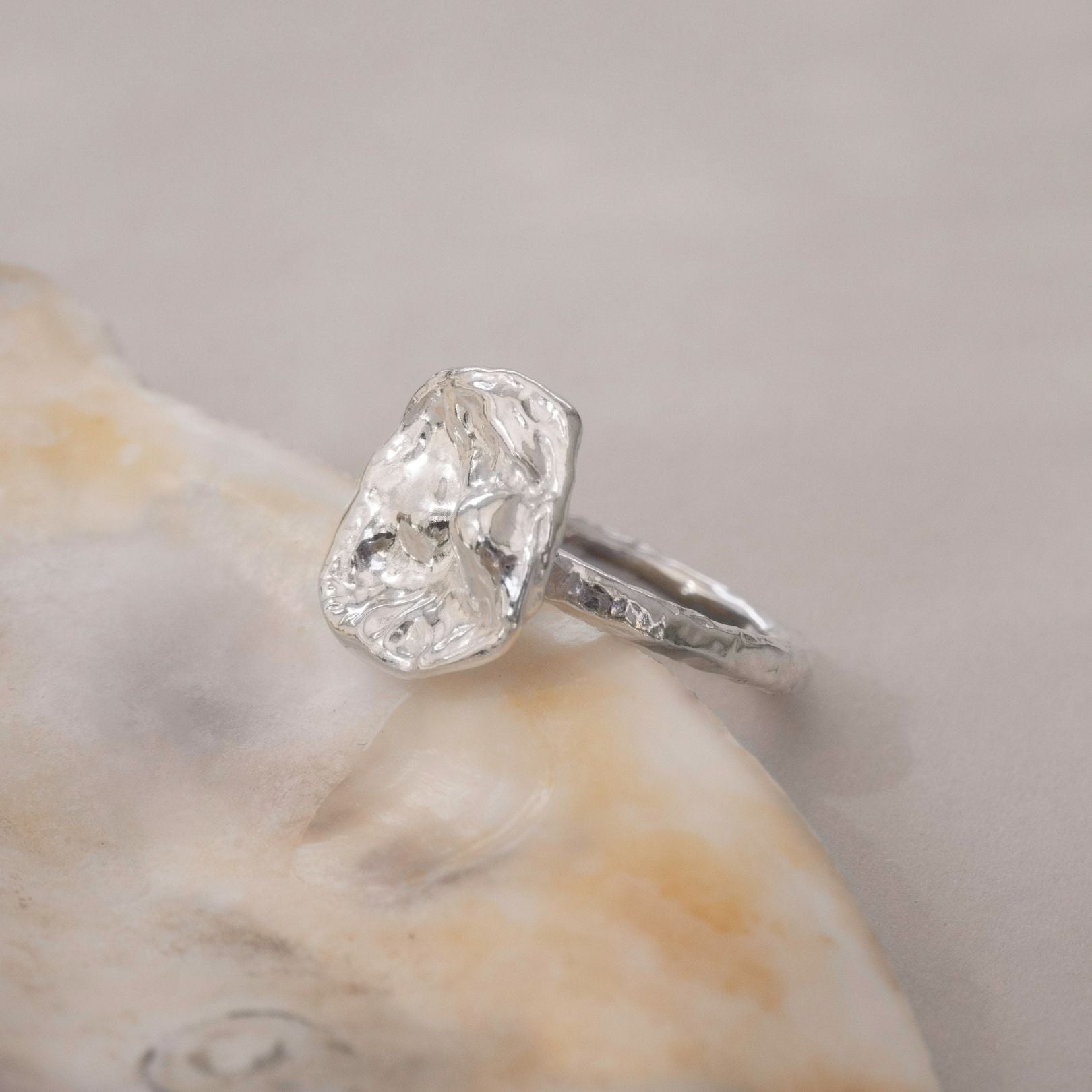 Sterling Silver Watercast Ring (UK Size M)