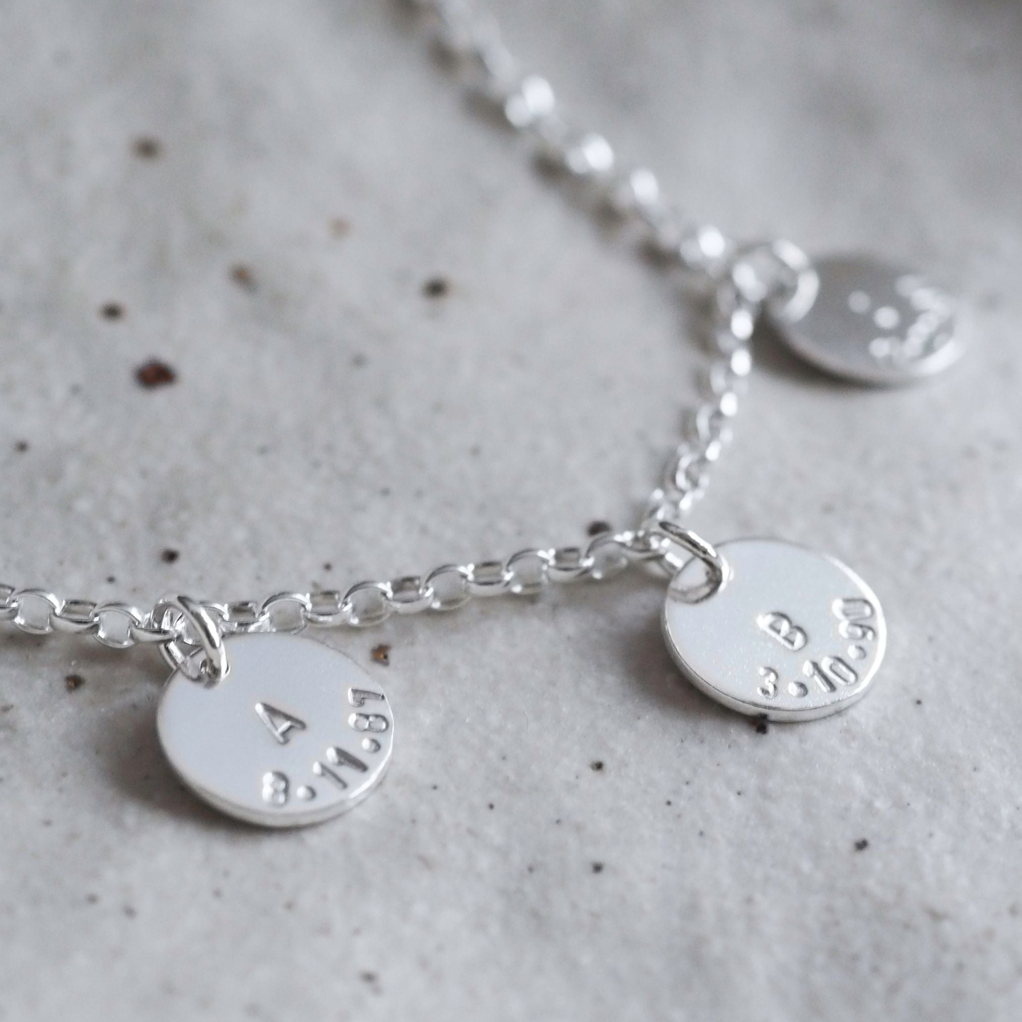 Initial & Date Disc Charm Bracelet (up to four discs)