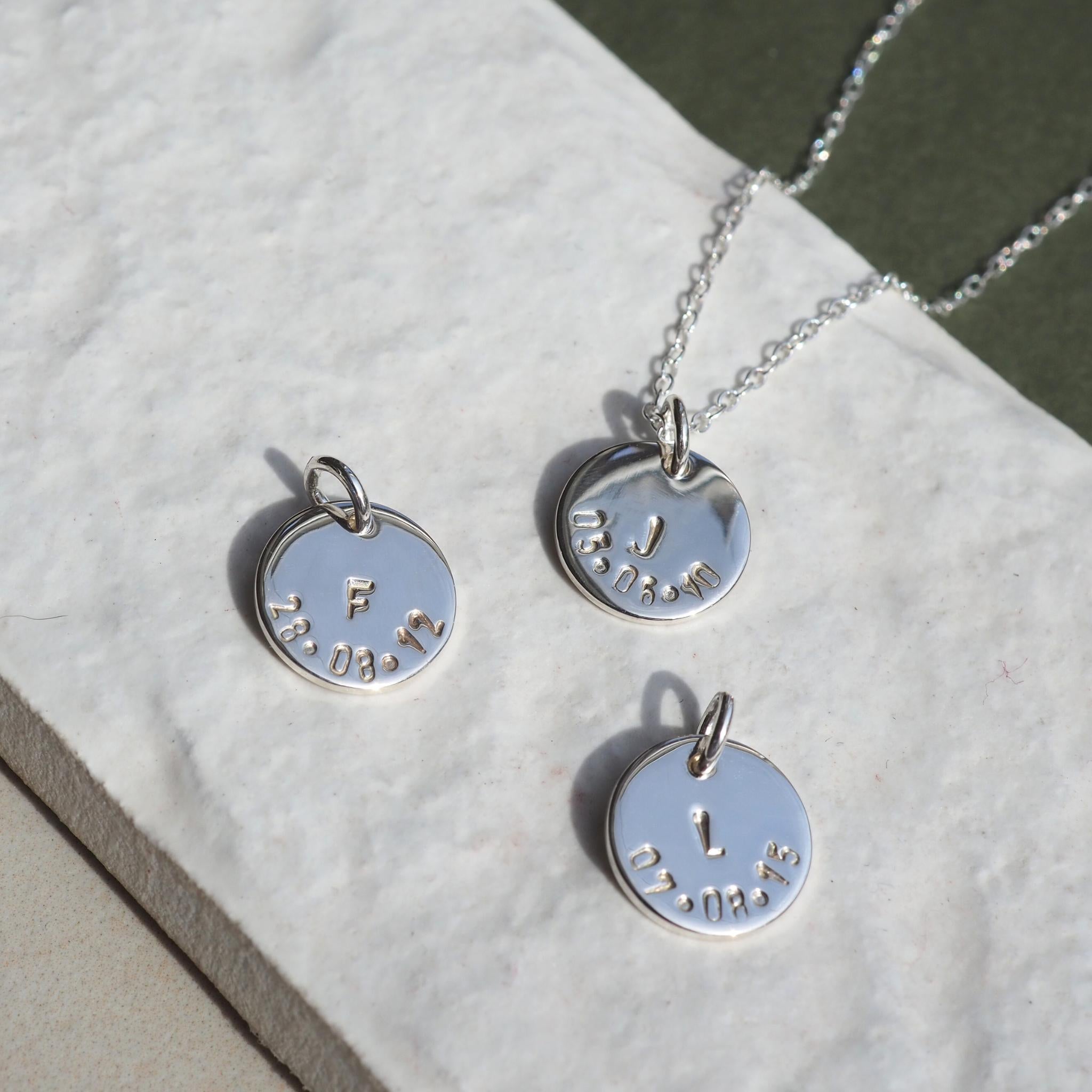 Initial & Date Disc Necklace